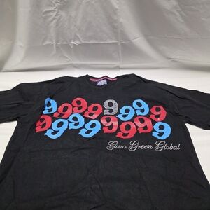 Black Tee with Red and Blue Accents